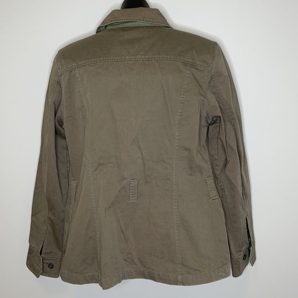 Tommy Hilfiger Utility Jacket Olive Green Cotton Button Front Military Safari L - Picture 4 of 10